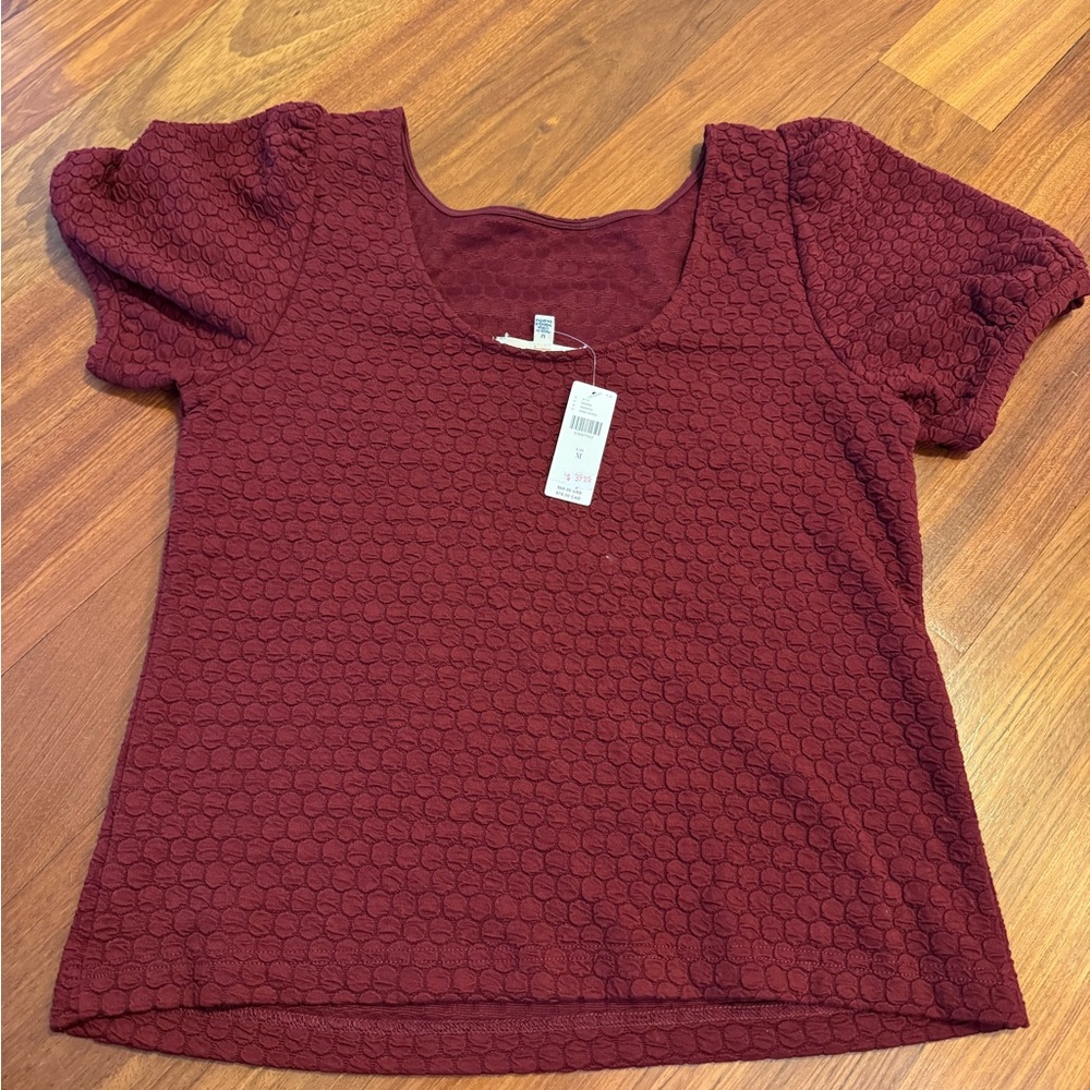 NWT Anthropologie Porridge brand Cranberry Top, Size M